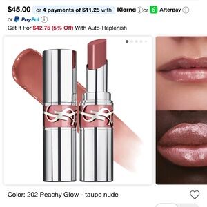 NIB Yves Saint Laurent YSL Loveshine Lip Oil Stick - 202 Peachy Glow